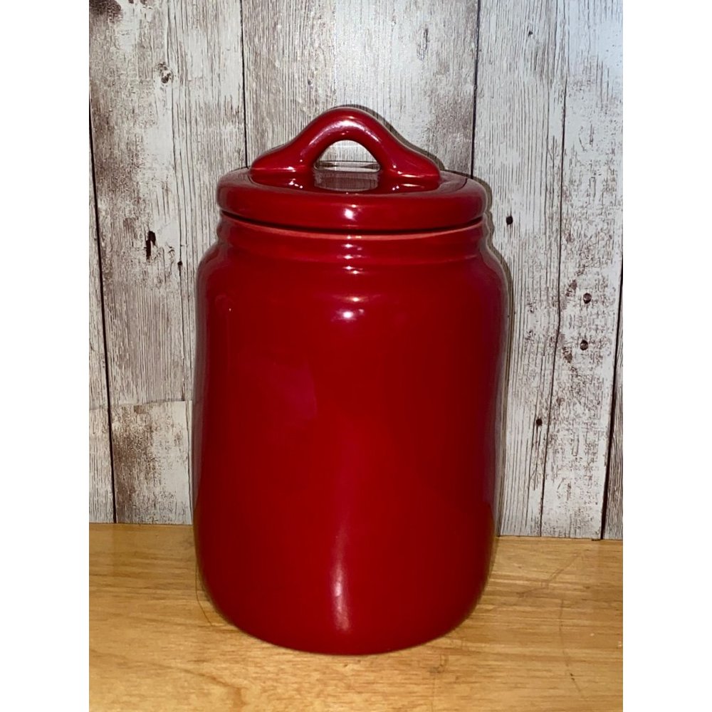 Rae Dunn Ceramic Red Cocoa Baby Canister Kitchen Cookie Jar - Picture 3 of 10
